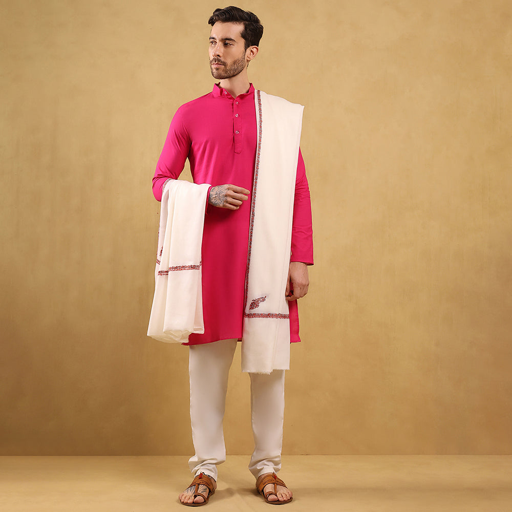 खादी सेमी-पश्मीना शॉल (कढ़ाई वाली)