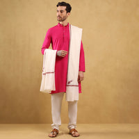 खादी सेमी-पश्मीना शॉल (कढ़ाई वाली)