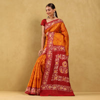 खादी प्रिंटेड साड़ी (पूरी साड़ी पर) बाटिक फैंसी डिज़ाइन