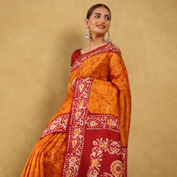 खादी प्रिंटेड साड़ी (पूरी साड़ी पर) बाटिक फैंसी डिज़ाइन