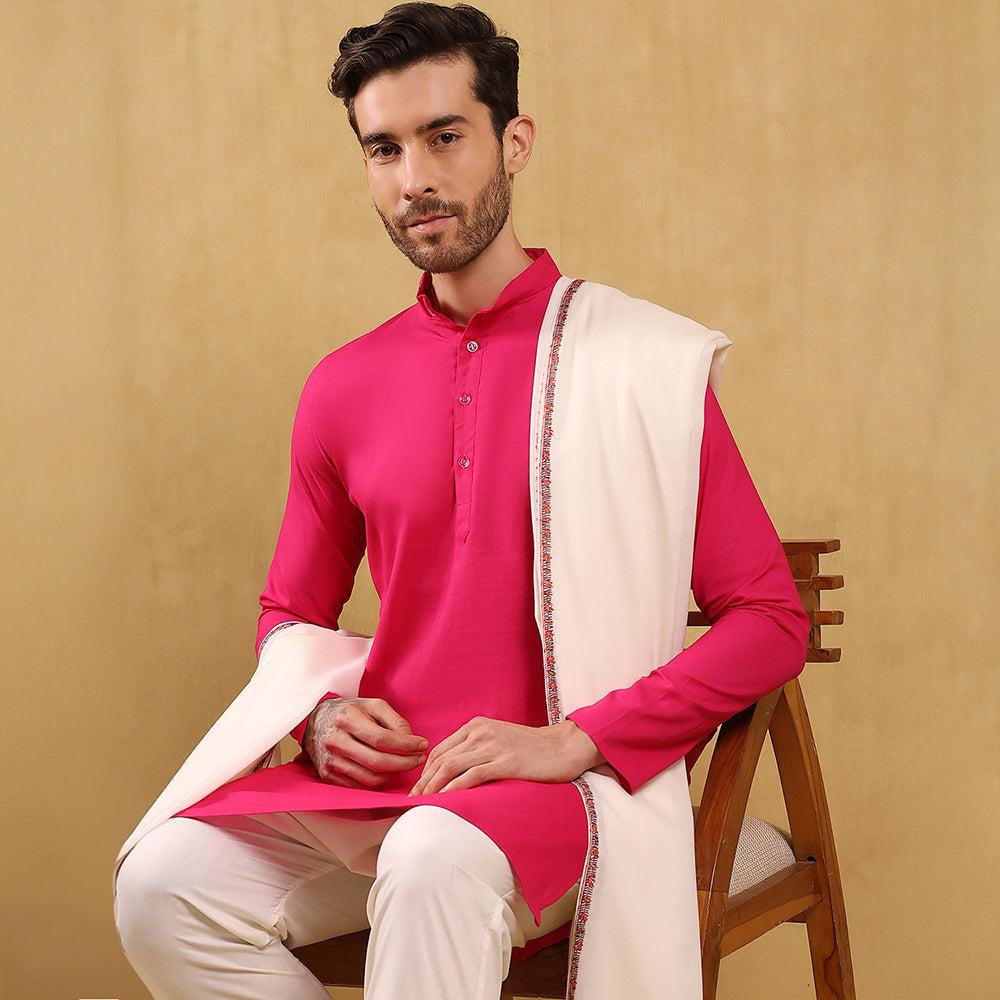 खादी सेमी-पश्मीना शॉल (कढ़ाई वाली)