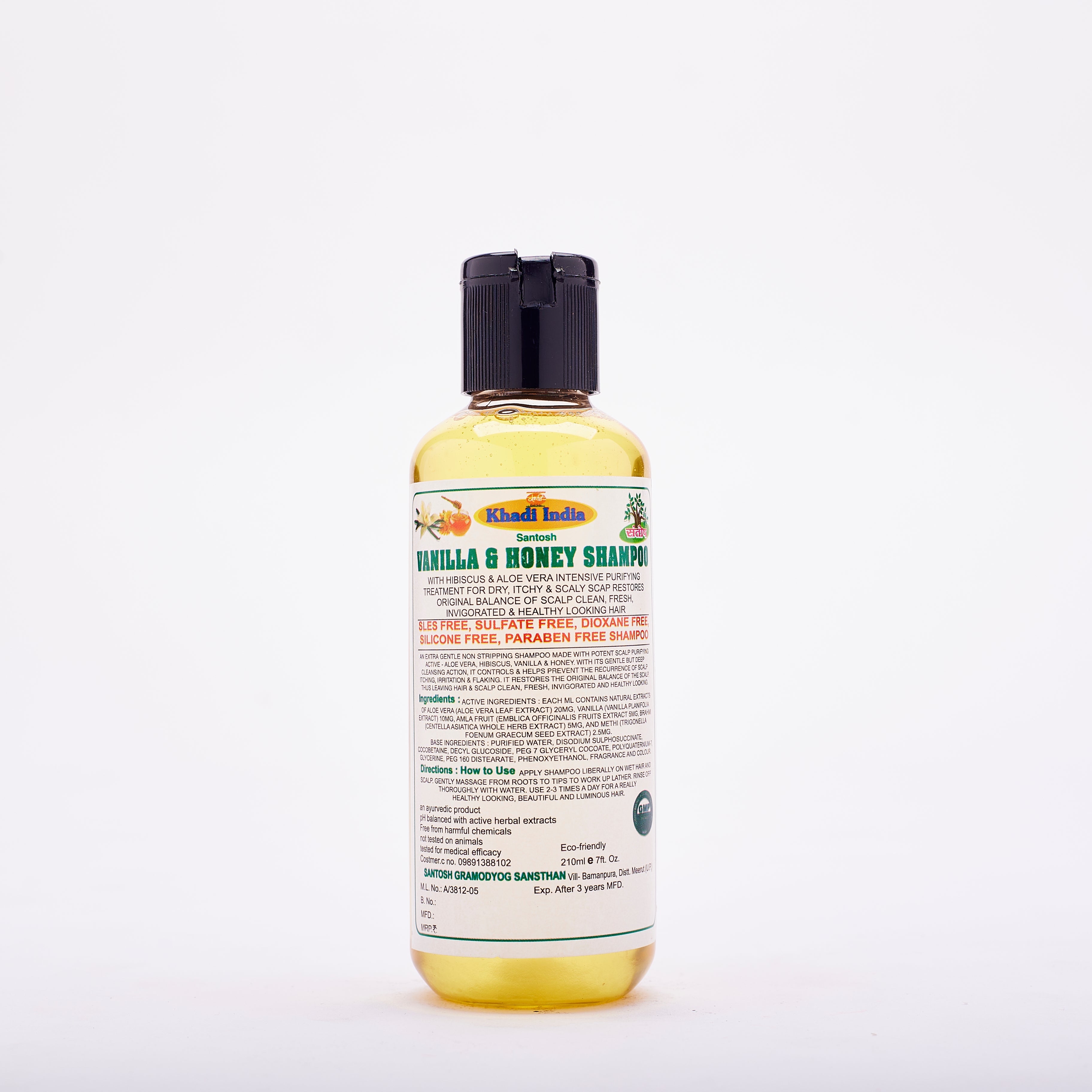 Ayurvedic Vanilla & Honey Shampoo (Sls Free, Sulfate, Dioxane, Silicone, Paraben Free)
