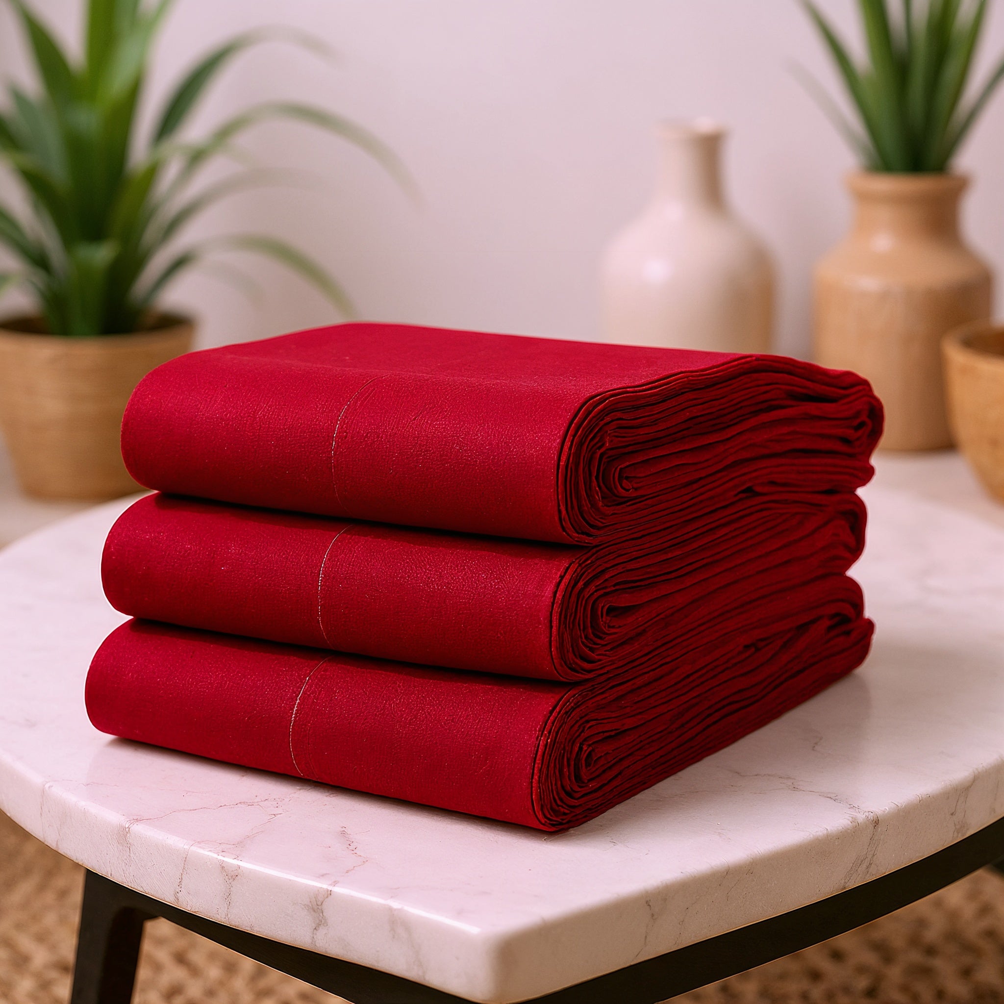 Khadi Cotton Fabric (Red)