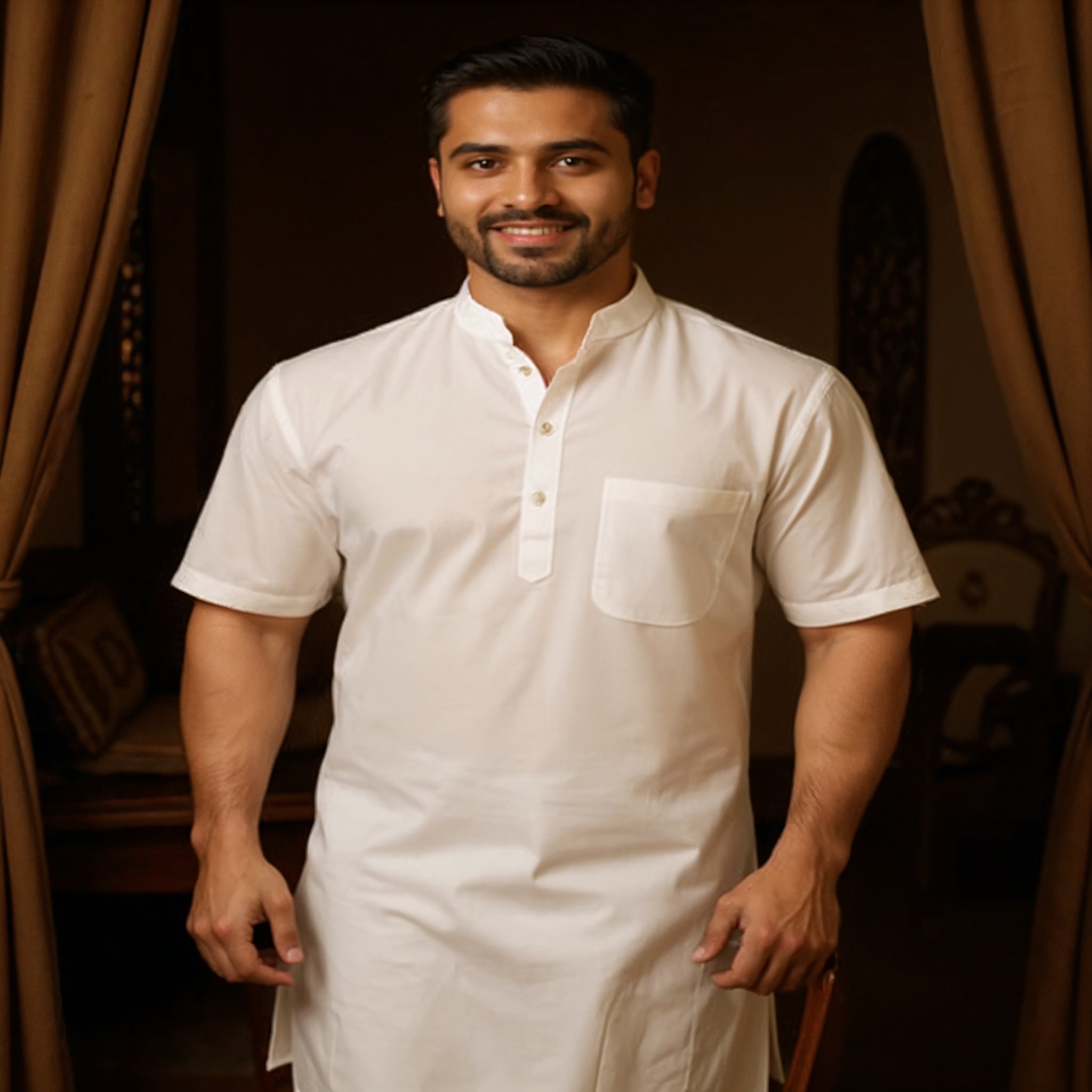 Khadi Cotton Kurta (Half Sleeves)