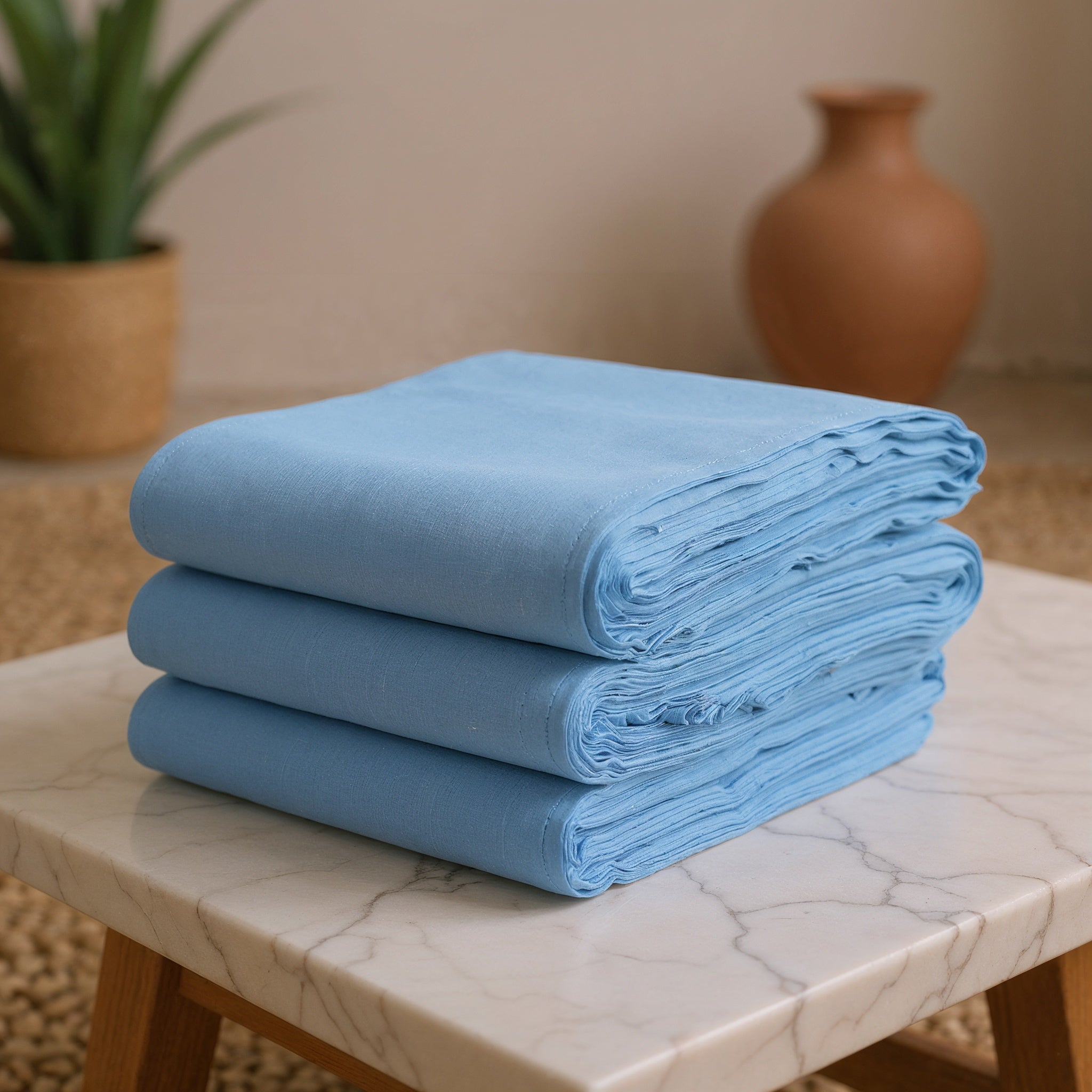 Khadi Cotton Fabric (Sky Blue)