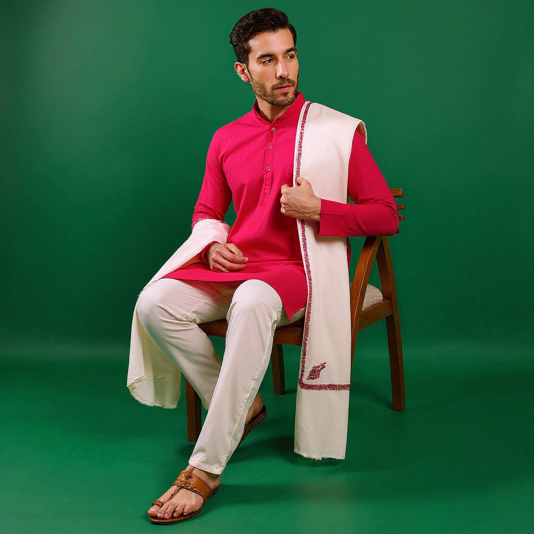 Khadi Semi-Pashmina Shawl (Embroidered)